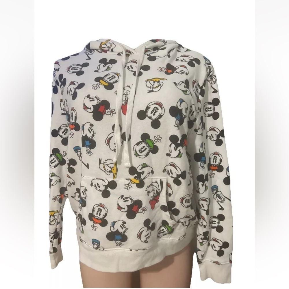 Disney parks colorful mickey &friends  pullover hoodie for womwn white size L